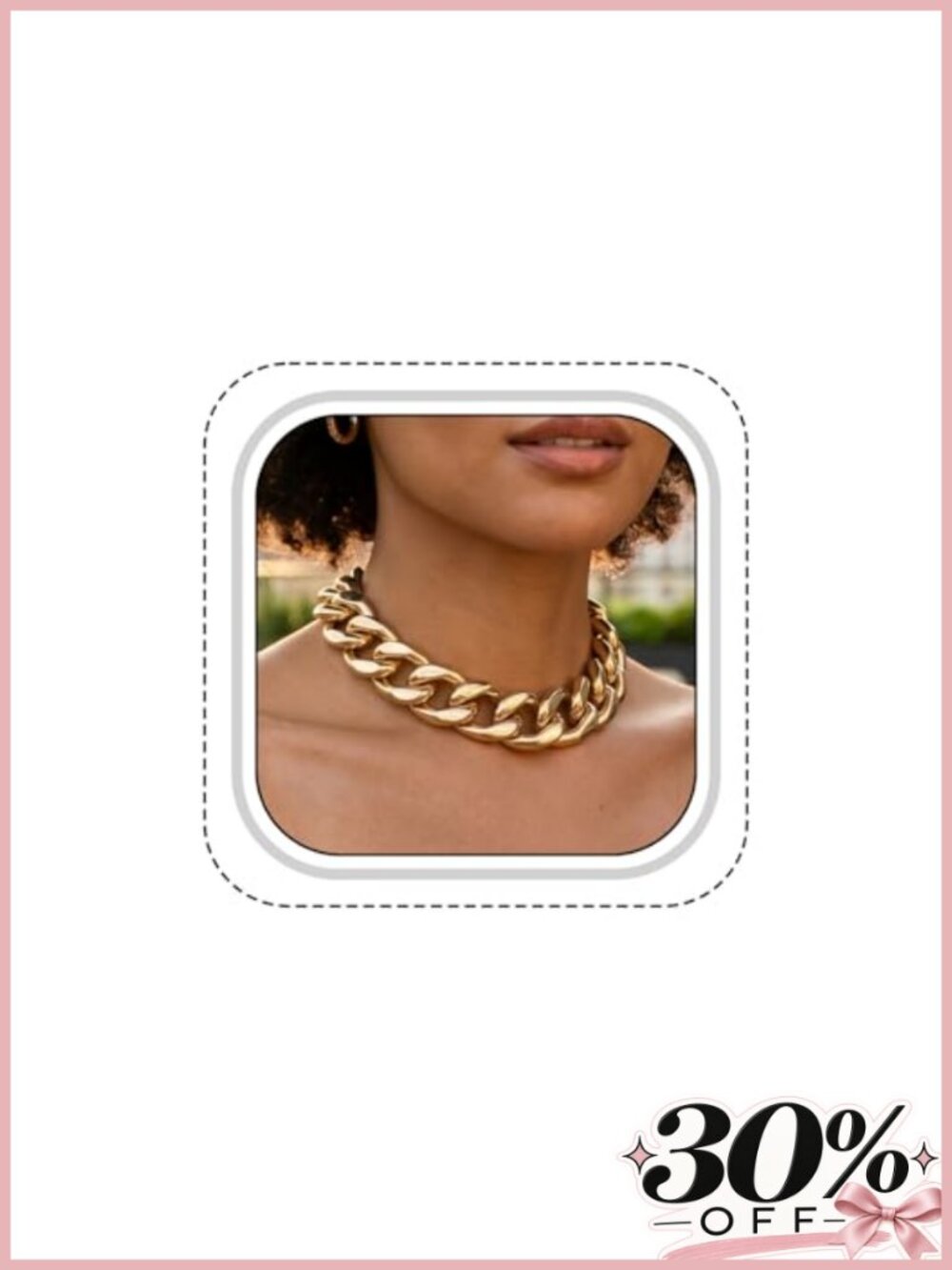 Chunky Cuban Link Chain Choker Necklace Bold Statement Gold-tone Jewelry